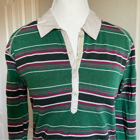 The North Face Striped Polo Shirt Women’s M Classic Retro Long Sleeve Y2K 2000s - Picture 2 of 14